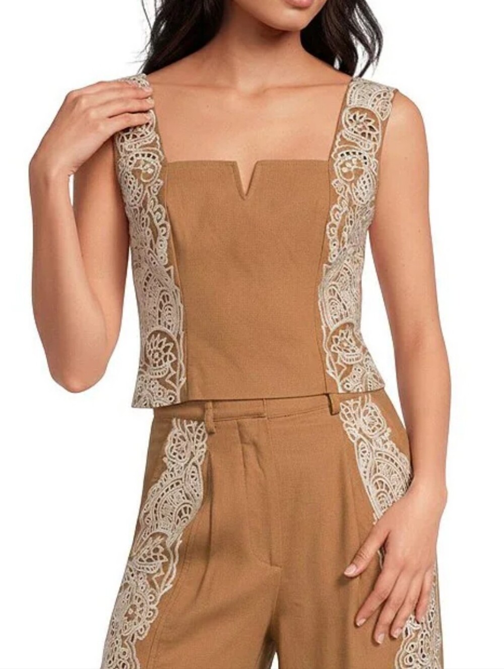 New Celena Embroidered Detail Cotton Pants Bonus Top Included 2pc